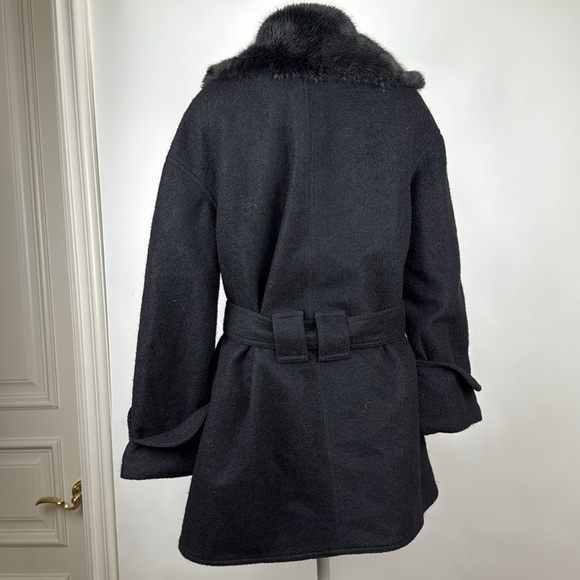 For Love And Lemons Black Faux Fur Trim Coat S - Picture 6 of 9